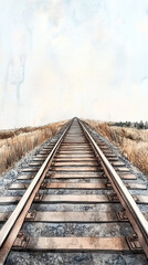 Obraz premium Train Tracks Illustration – Symbol of Progress for International Workers' Day