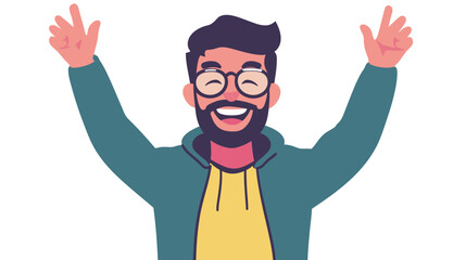 Obraz premium A Happy Designer Working on Digital Art in Flat Style