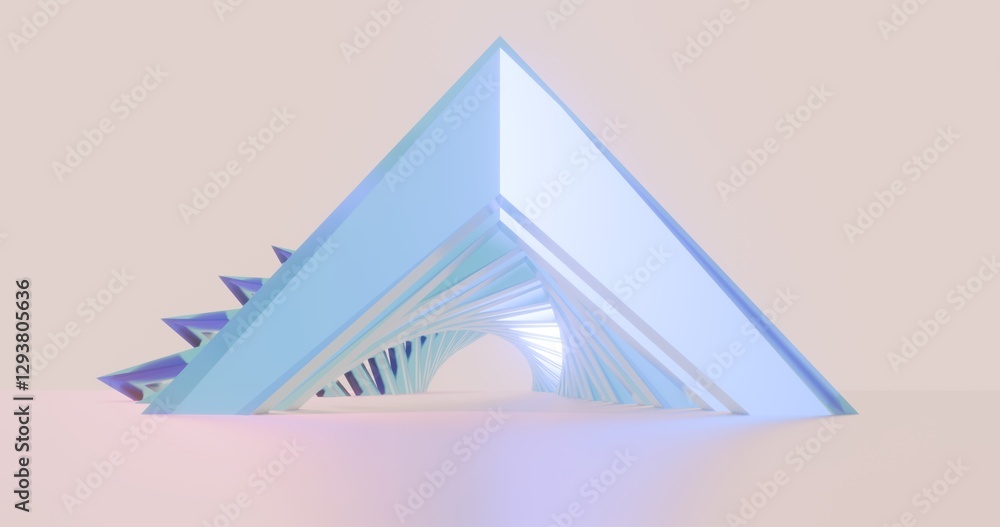 Poster 3d render abstract architecture background building geometric shape