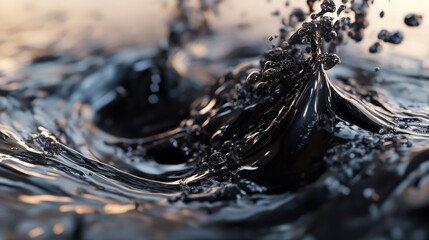The surging and splashing of black liquid