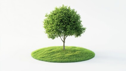 Single tree on grassy island