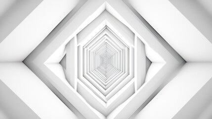 Obraz premium Abstract white geometric tunnel perspective, digital art, use in background