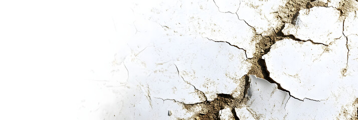 Obraz premium High-Resolution Image of Cracked Earth and Peeling White Paint Texture, wide banner, white background