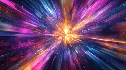 Vibrant Cosmic Explosion Abstract Background with Starry Lights and Colorful Rays A Stunning Visual of Speed and Energy
