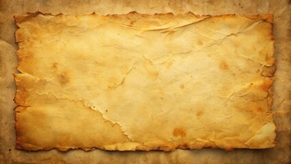 Vintage yellowed paper with torn edges, worn and creased, crackling sound when touched