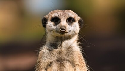Portrait of a Meerkat in Desert Landscape, Capturing Vivid Expressions and Textures of the African Wilderness with Sunlight Dancing Across Sand Dunes