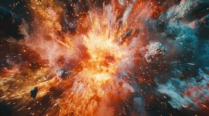 Cosmic Explosion in Space with Colorful Nebula and Stars