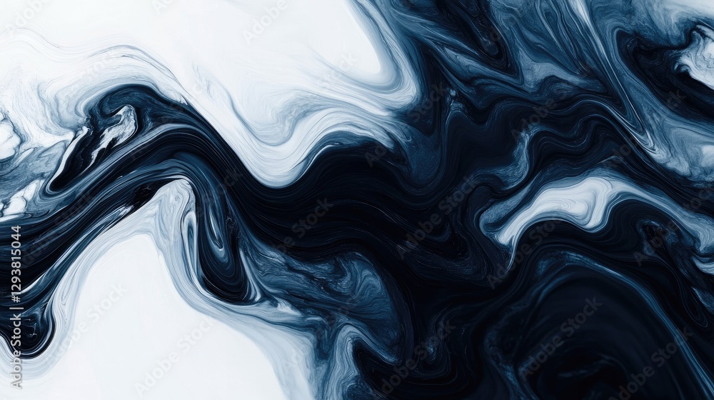 Aufkleber Mysterious dark swirling pattern on a white backdrop, blending fluid lines and abstract art concepts
