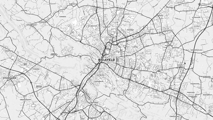 Minimalist Bielefeld Street Map with Labels and Neighborhoods