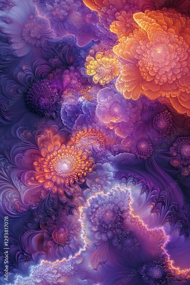 Poster vibrant abstract background with cosmic glow and colorful fractal patterns