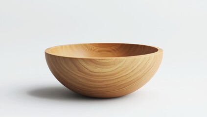Empty Wooden Bowl on White Background (3)