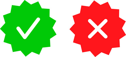 Unverified profile icon. Unverified account icon. Green and red Social media account verification icon. Green and red mark. Sign of guaranteed human safety. unapproved teak profile - vector