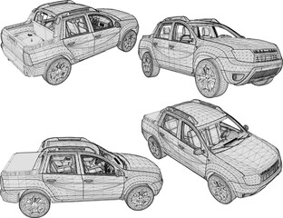 Fototapeta premium sketch vector illustration design of 4wd adventure family car vehicle for tour trip