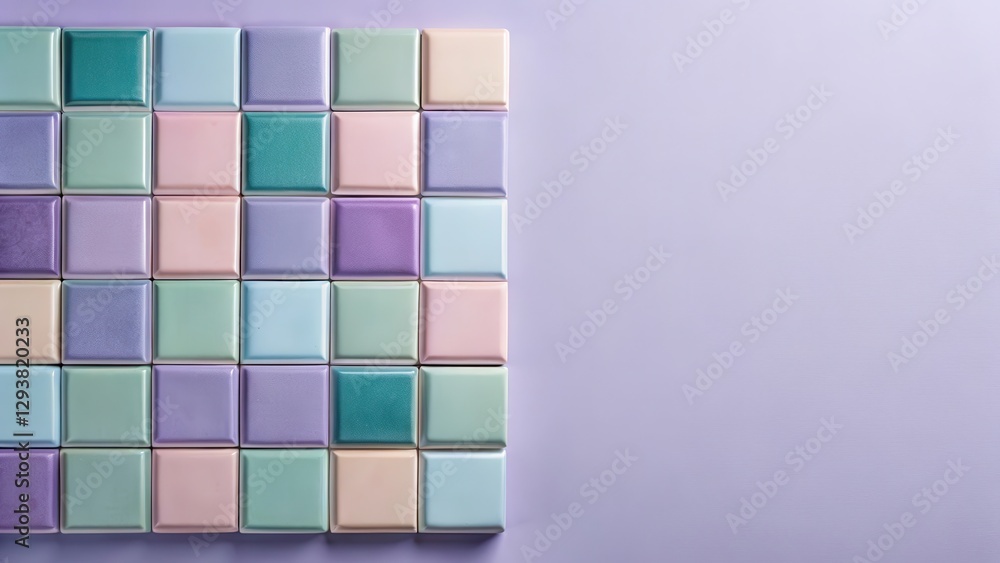 Canvas Prints colorful tiles in a subtle design pattern on a soft pastel purple surface