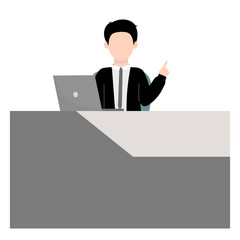 Businessman Working at Desk, Office Work Illustration, Corporate Professional Vector