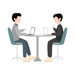 Business Meeting Illustration, Office Discussion Vector, Teamwork Brainstorming Clipart