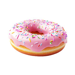 3D pink donut with colorful sprinkles featuring