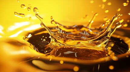 Stunning Splash of Liquid Gold with Dynamic Droplets in Motion
