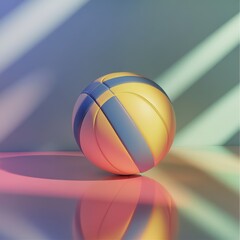 Obraz premium Playful 3D Cartoon Volleyball with Colorful Design and Shadows