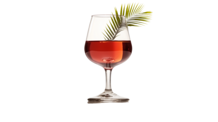 Glass of red wine with elegant reflections, fine dining and celebration theme, isolated on a white background