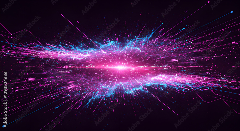 Aufkleber cosmic explosion with vibrant pink and blue energy burst in space. dynamic galactic blast effect. ab