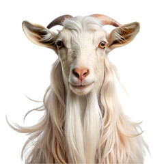 Cute goat with long white hairs