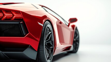 Close-Up of the Rear Left Side of a Brandless Red Supercar with Distinctive Taillights