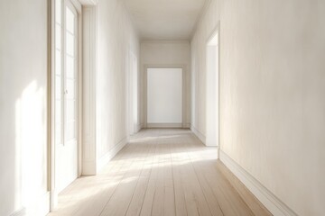 Fototapeta premium Bright and Minimalist Interior Hallway with Natural Lighting