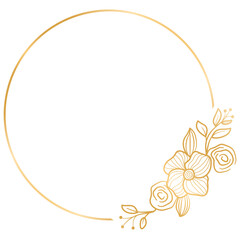 Gold Floral Frame Elegant Wreath Border Design. Gold Wedding Invitation Card Frame