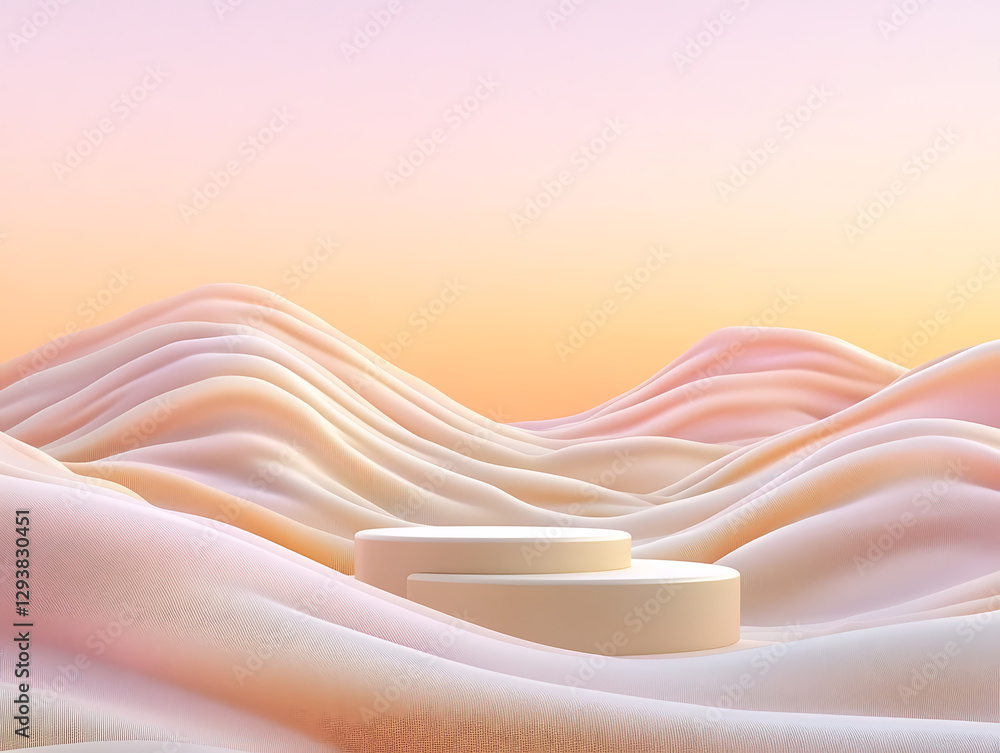 Poster abstract serene landscape creation digital art soft textures calm environment aerial view modern aes