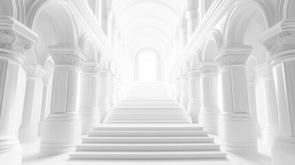 Grand White Stairway, Ancient Architecture, Light, Majestic
