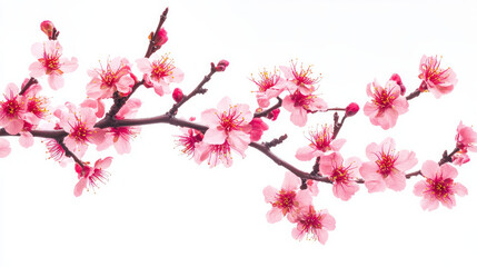 Picture a springtime, isolated pink sakura (cherry blossom) on a white background.