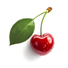 Delicious red cherry cut out isolated on white background
