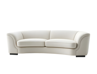 Modern white curved sofa with two cushions
