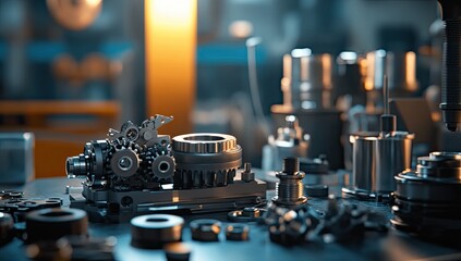 Factory gears and components disassembled