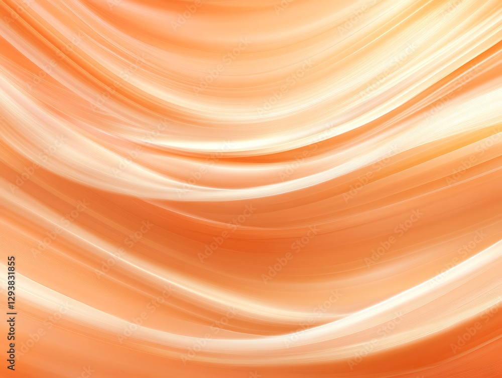 Poster dynamic flowing patterns abstract design digital art soft orange colors artistic perspective motion 