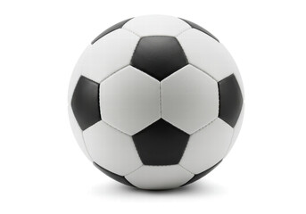 Fototapeta premium Classic black and white soccer ball isolated on white background with full depth of field.