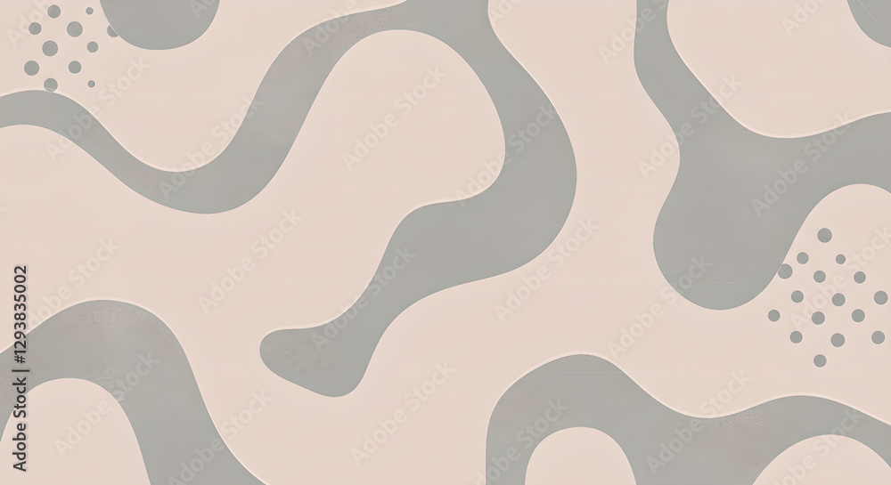 Poster soft beige and gray organic wavy pattern with dots. modern abstract minimal background design. gentl