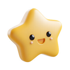 3D Star kawaii comic style isolated on white