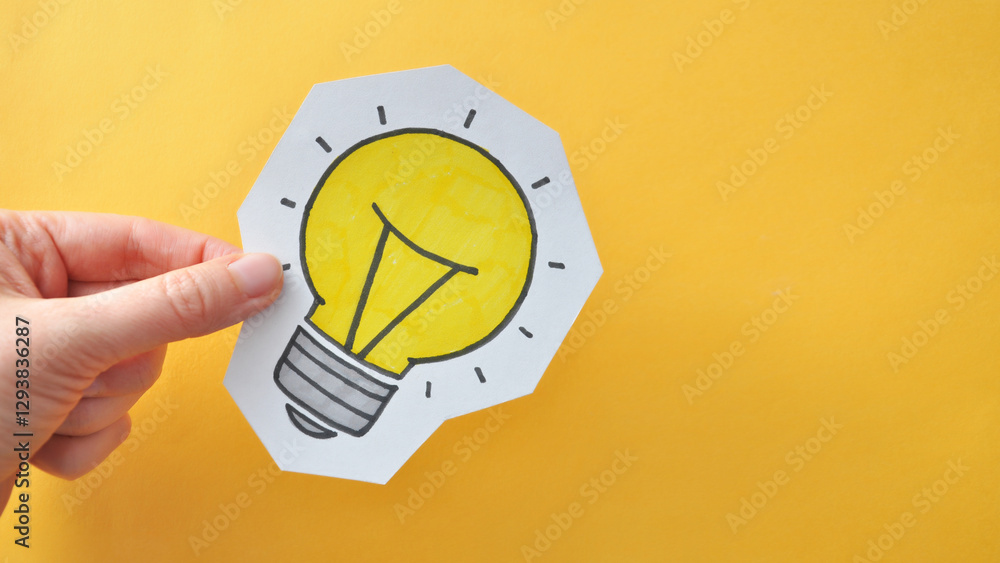 Poster a speech balloon with a light bulb pattern on it. a symbol of the emergence of a creative idea