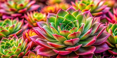 Fototapeta premium Prickly succulent plant with vibrant pink and green leaves,succulent garden