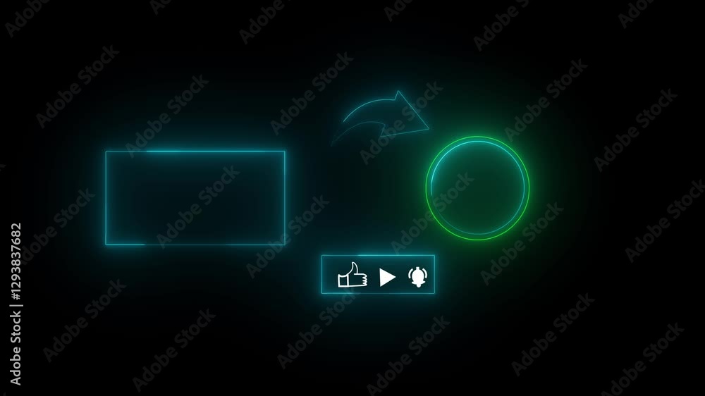 Poster neon end screen. subscribe button and outro for gaming and video channels youtube end screen outro c