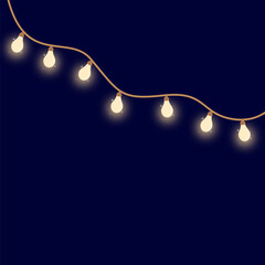 String Lights Decoration on Dark Background. Hanging Lamp Decoration 