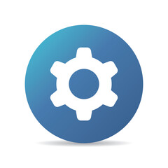 Gear Symbol Icon 3D Gradient Round Blue