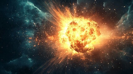 Obraz premium Explosive Star Birth in Cosmic Nebula with Bright Glowing Colors