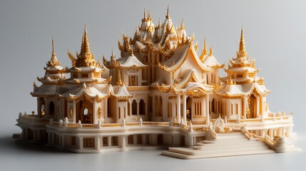 Fototapeta premium Magnificent Golden Temple Model: Intricate Architecture and Design