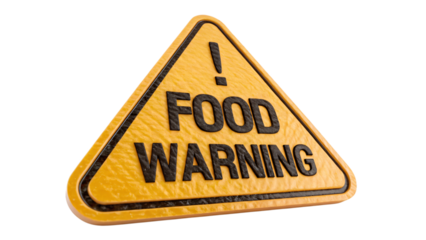 Food warning sign isolated on white