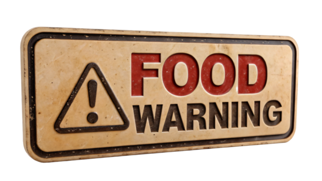 Food warning sign isolated on white