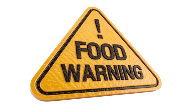 Food warning sign isolated on white