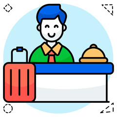 A flat design icon of hotel reception